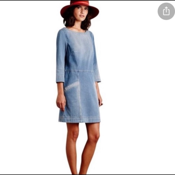 AG Adriano Goldschmied Denim Knit Cocoon Shift Dress Size Small - Picture 1 of 10